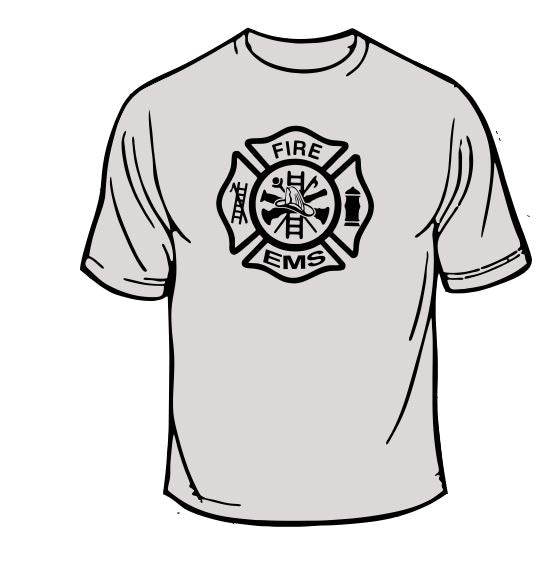 Fire Department Clothing Custom Firefighter T-Shirt with Maltese Cross